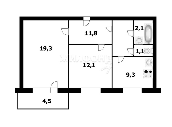 
   Продам 2-комнатную, 56.2 м², Ключ-Камышенское Плато ул, 13

. Фото 1.