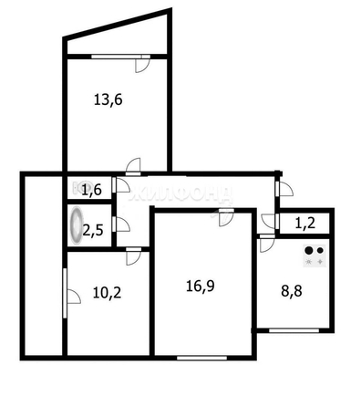 
   Продам 3-комнатную, 64.6 м², Красных Зорь ул, 3

. Фото 7.