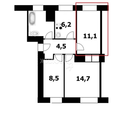 
   Продам комнату, 11.1 м², Демьяна Бедного ул, 58

. Фото 4.