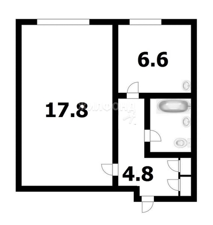 
   Продам 1-комнатную, 32.1 м², Краснообск, 19

. Фото 13.