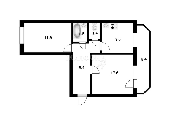 
   Продам 2-комнатную, 51.3 м², Гребенщикова ул, 8

. Фото 15.