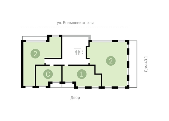 
   Продам 2-комнатную, 107.98 м², Европейский берег, дом 43-2

. Фото 11.