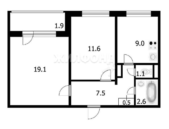 
   Продам 2-комнатную, 53.4 м², Связистов ул, 113

. Фото 14.