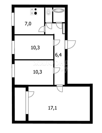 
   Продам 3-комнатную, 57.1 м², Дзержинского пр-кт, 12

. Фото 3.