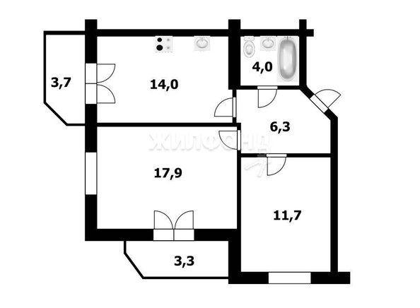 
   Продам 2-комнатную, 53.9 м², Дмитрия Донского ул, 21/1

. Фото 2.