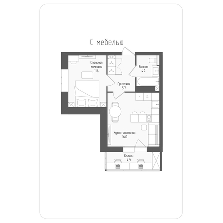 
  Продается 2-комн. квартира, 38.8 м², ЖК Тетрис, корпус 1
. Фото 1.