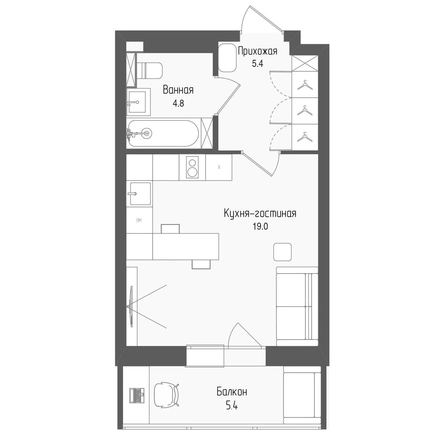 
  Продается студия 30.6 м², в ЖК Тетрис, корпус 2. Фото 1.
