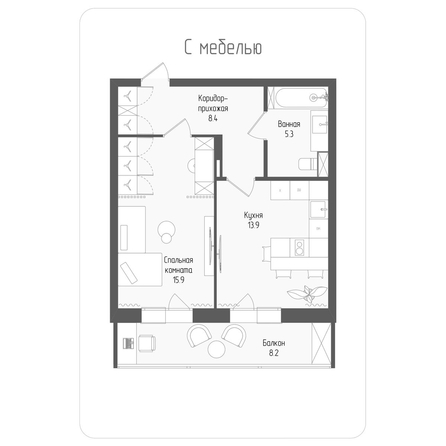 
  Продается 1-комн. квартира 46 м², в ЖК Тетрис, корпус 2. Фото 1.