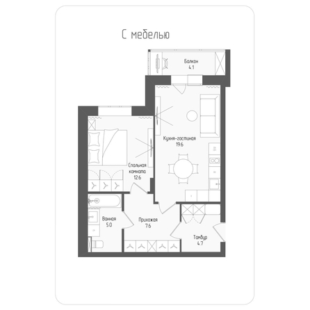 
  Продается 2-комн. квартира 51.6 м², в ЖК Тетрис, корпус 2. Фото 1.