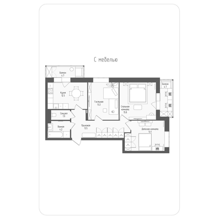 
  Продается 3-комн. квартира, 76.8 м², ЖК Тетрис, корпус 2
. Фото 1.