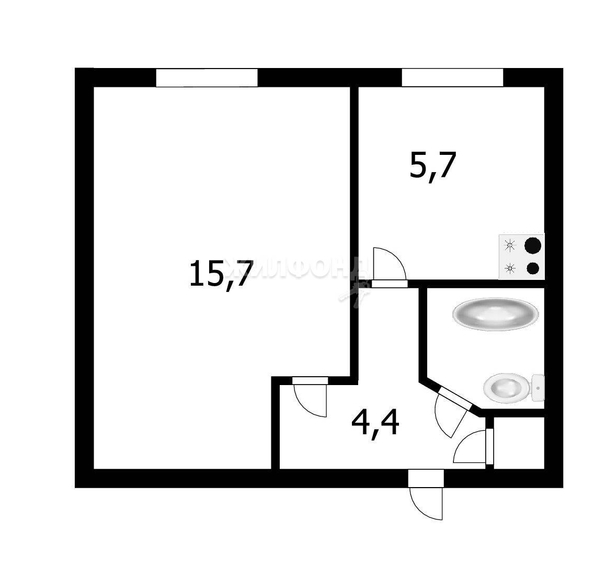 
   Продам 1-комнатную, 29.1 м², Магистральная ул, 53а

. Фото 2.