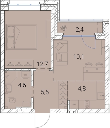 
   Продам 1-комнатную, 40.1 м², Тайм Сквер

. Фото 19.