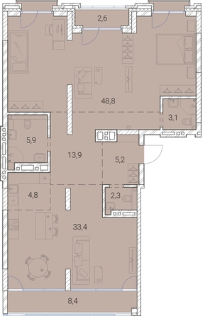 
   Продам 1-комнатную, 128.4 м², Тайм Сквер

. Фото 19.