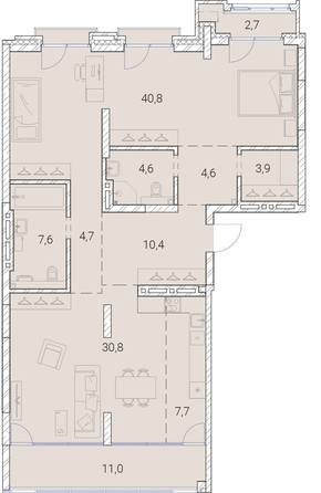 
   Продам 1-комнатную, 128.8 м², Тайм Сквер

. Фото 19.