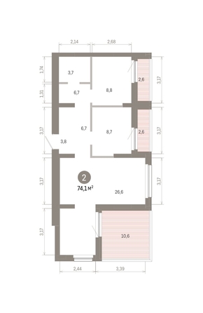 
  Продается 2-комн. квартира 74.1 м², в ЖК Лебедевский квартал, д 1. Фото 3.
