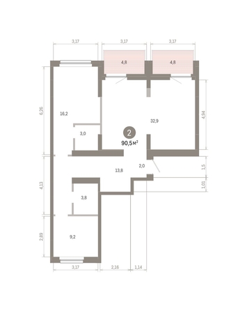 
  Продается 2-комн. квартира, 90.5 м², ЖК Лебедевский квартал, дом 1
. Фото 1.