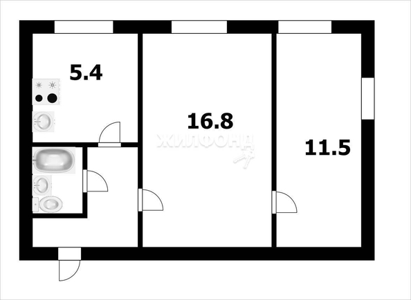 
   Продам 2-комнатную, 38.7 м², Чекалина ул, 5

. Фото 9.