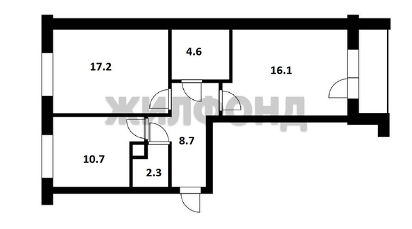 
   Продам 2-комнатную, 57.2 м², , 55

. Фото 13.