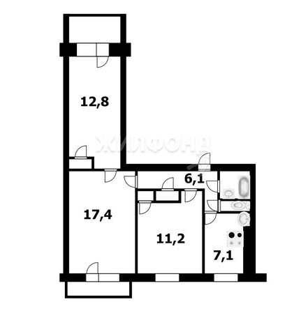 
   Продам 3-комнатную, 59.8 м², Невельского ул, 61

. Фото 15.