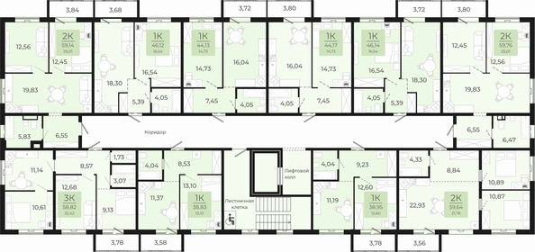 
  Продается 2-комн. квартира, 59.76 м², ЖК Новый парк, II этап дом 2
. Фото 1.