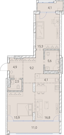 
  Продается 2-комн. квартира, 89.4 м², ЖК Тайм Сквер
. Фото 38.