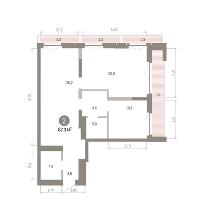 
  Продается 2-комн. квартира 87.29 м², в ЖК Европейский берег, дом 45. Фото 1.
