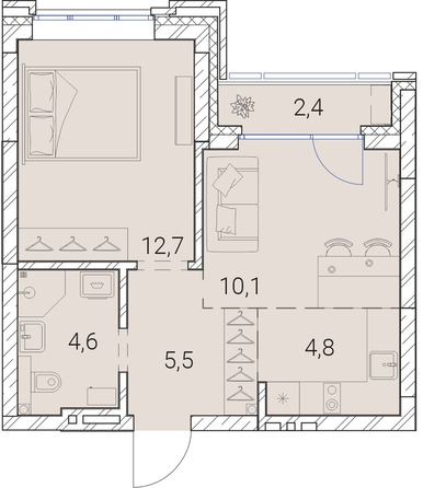 
   Продам 1-комнатную, 40.1 м², Тайм Сквер

. Фото 19.