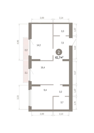 
  Продается 2-комн. квартира 61.7 м², в ЖК Пшеница, 6.1. Фото 1.