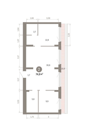 
  Продается 2-комн. квартира 74.61 м², в ЖК Пшеница, 6.1. Фото 1.