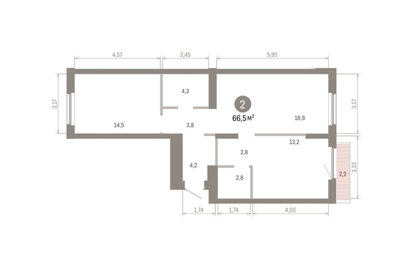 
  Продается 2-комн. квартира 66.51 м², в ЖК Пшеница, 6.1. Фото 1.