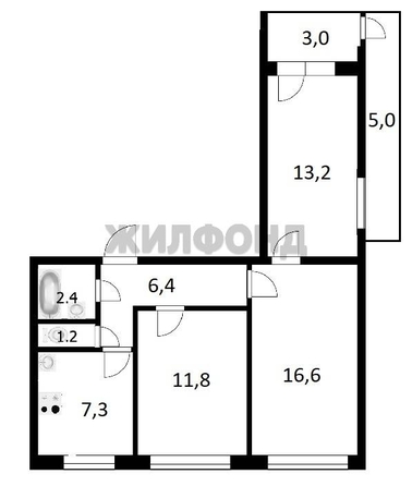 
   Продам 3-комнатную, 59.9 м², Новосибирская ул, 7

. Фото 22.
