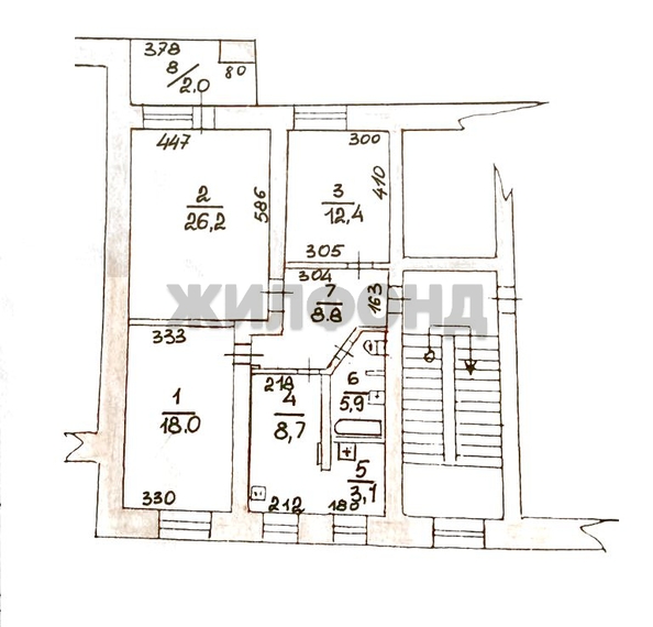 
   Продам 3-комнатную, 83.1 м², Военный городок ул, 103

. Фото 25.