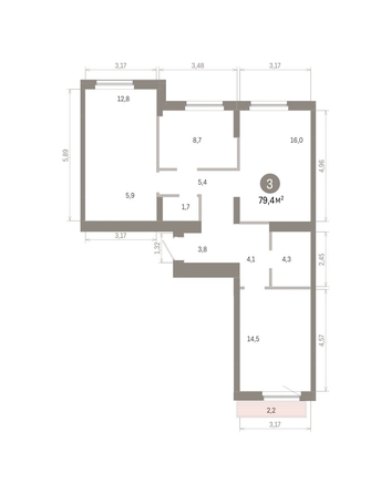 
  Продается 3-комн. квартира 79.38 м², в ЖК Пшеница, 6.1. Фото 2.