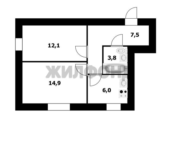 
   Продам 2-комнатную, 44.3 м², Советская ул, 40

. Фото 12.