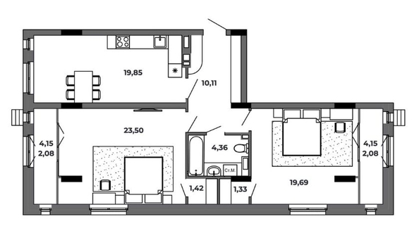 
   Продам 2-комнатную, 84.05 м², Красный Пахарь

. Фото 2.