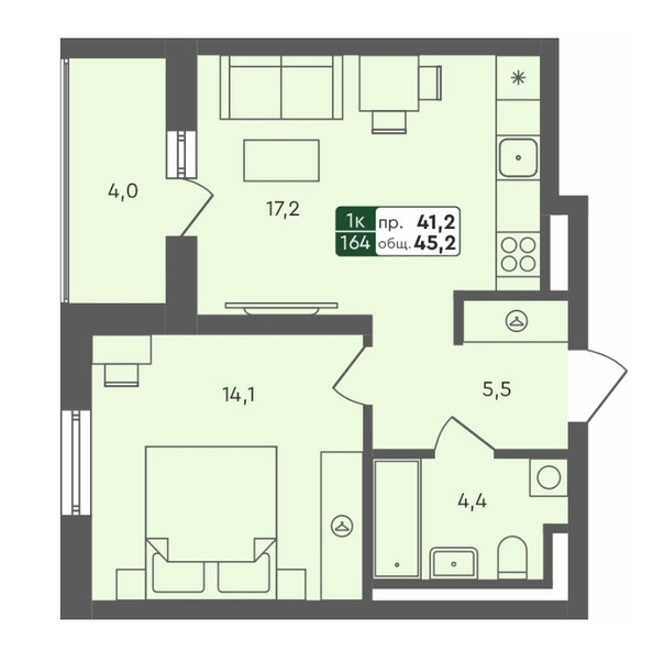 
   Продам 1-комнатную, 45.2 м², Пушкино, дом 2

. Фото 14.