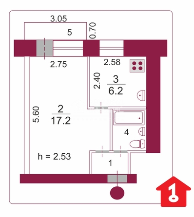 
   Продам 1-комнатную, 33 м², Андрианова ул, 22

. Фото 1.