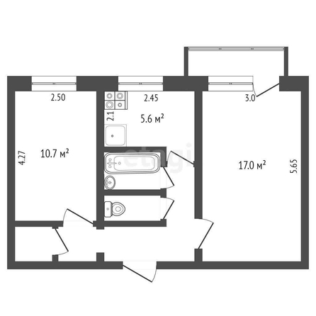 
   Продам 2-комнатную, 48.1 м², Рабочая 5-я ул, 85А

. Фото 1.