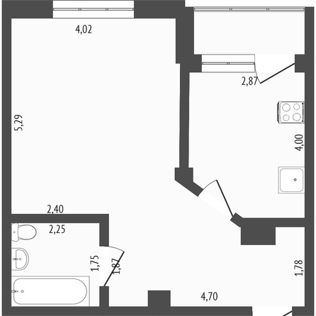 
   Продам 1-комнатную, 44.1 м², Транссибирская ул, 6

. Фото 1.