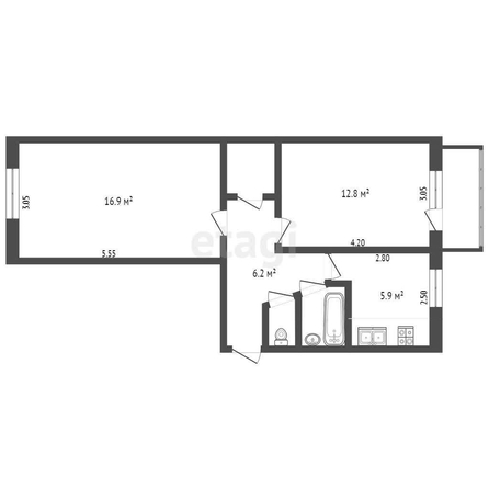
  Продается 2-комн. квартира, 47.9 м², Челюскинцев 4-я ул, д. 97
. Фото 5.