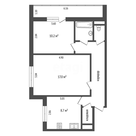 
  Продается 2-комн. квартира, 51.8 м², Рокоссовского ул, д. 28
. Фото 5.