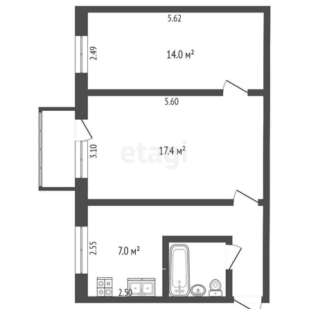 
  Продается 2-комн. квартира, 43.1 м², д. 41
. Фото 5.