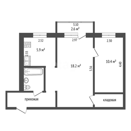 
  Продается 2-комн. квартира, 44 м², Панфилова ул, д. 10
. Фото 5.