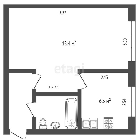 
  Продается 1-комн. квартира, 29.7 м², Октябрьская ул, д. 124
. Фото 5.
