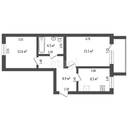 
  Продается 2-комн. квартира, 49.6 м², Мельничная ул, д. 1
. Фото 5.