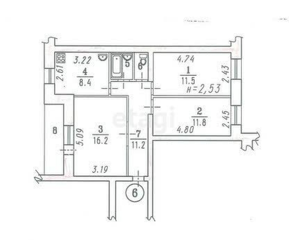 
  Продается 3-комн. квартира, 65.1 м², Красный Пахарь ул, д. 99/1
. Фото 4.
