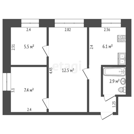 
  Продается 2-комн. квартира, 41.5 м², Ильинская ул, д. 17
. Фото 5.