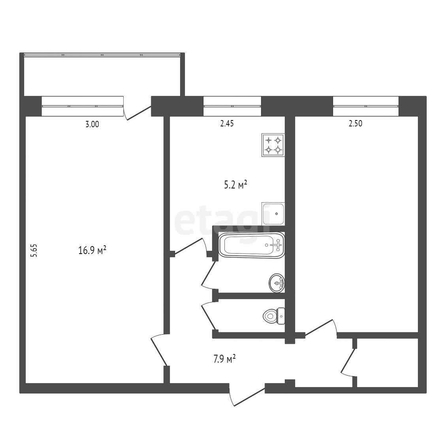 
  Продается 2-комн. квартира, 43.8 м², Малиновского ул, д. 9
. Фото 5.