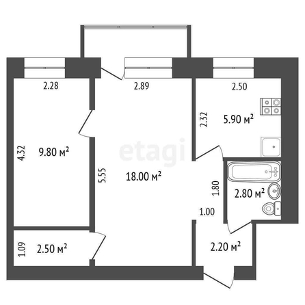 
  Продается 2-комн. квартира, 41.2 м², Панфилова ул, д. 6
. Фото 5.