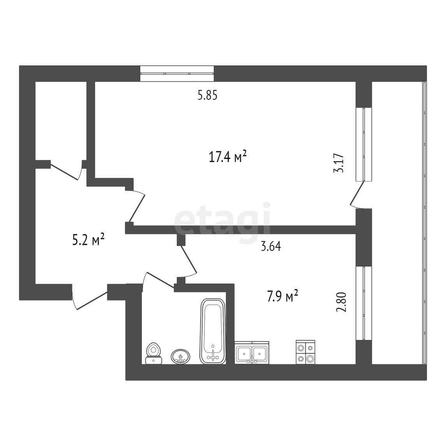 
  Продается 1-комн. квартира, 35.2 м², Мира ул, д. 1
. Фото 5.